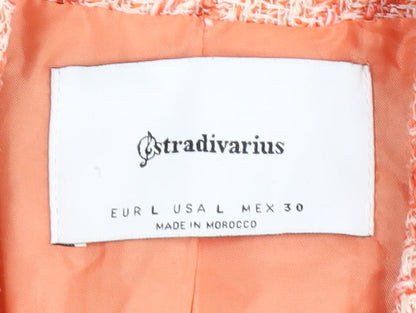 Stradivarius Women's Pink Bouclé Plaid Blazer, L