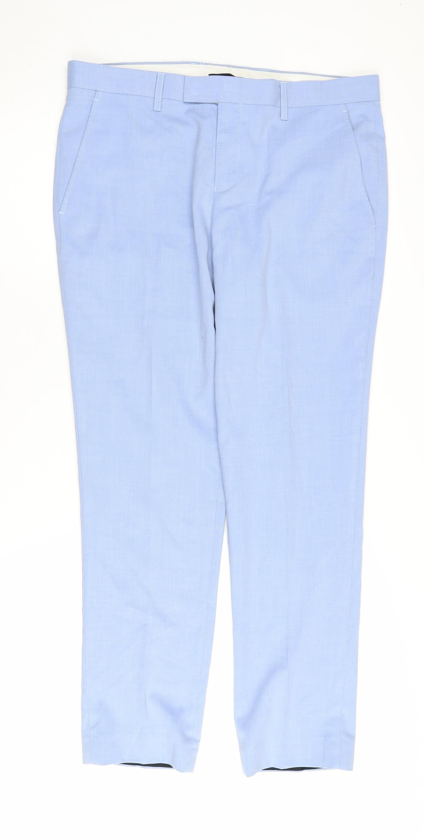 River Island Women's Blue Trousers, Size 30/32, Mid-Rise