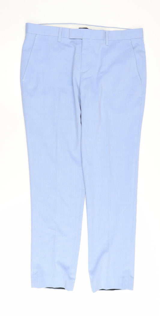 River Island Women's Blue Trousers, Size 30/32, Mid-Rise