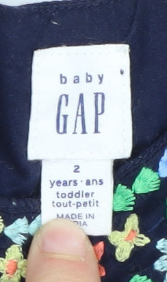 Gap Girls Blue Embroidered Dress, Size 2 Years