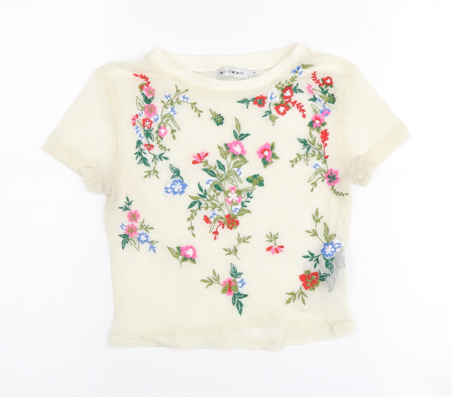 Light Before Dark Women's Ivory Cropped Floral Top XS