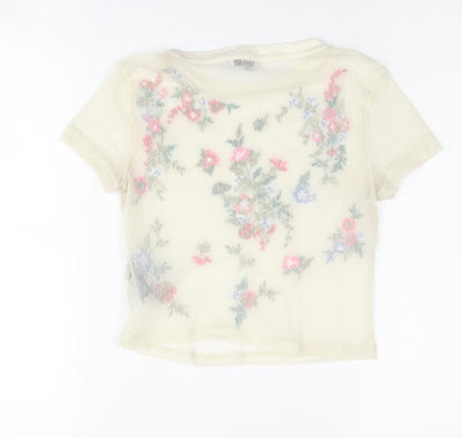 Light Before Dark Women's Ivory Cropped Floral Top XS