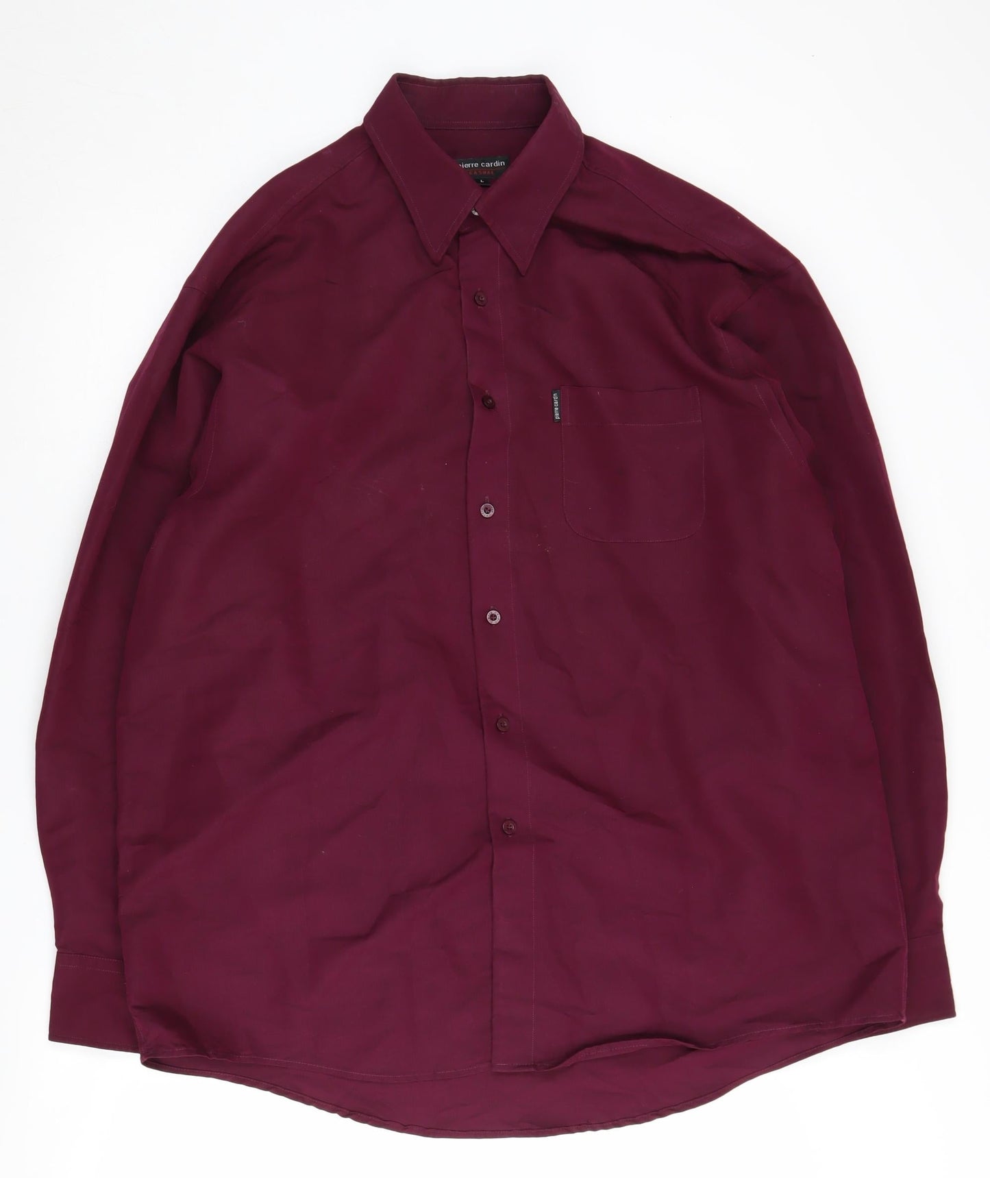 Pierre Cardin Men's Red Long Sleeve Button-Up Shirt L