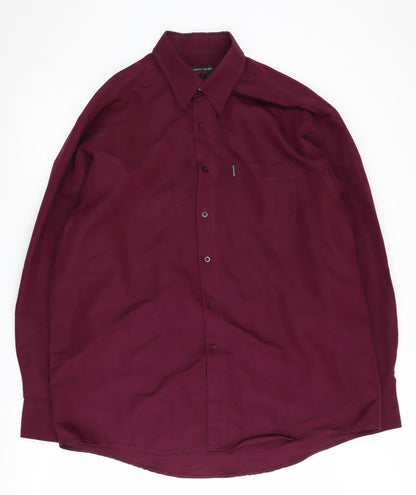 Pierre Cardin Men's Red Long Sleeve Button-Up Shirt L