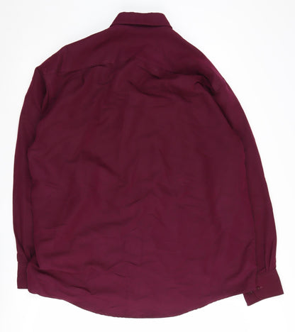 Pierre Cardin Men's Red Long Sleeve Button-Up Shirt L