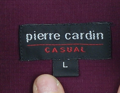 Pierre Cardin Men's Red Long Sleeve Button-Up Shirt L