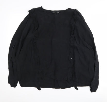 Zara Woman Black Ruffle Blouse for Women, Size M
