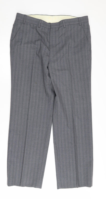 St Michael Grey Pinstripe Trousers, Size 36, Workwear Style