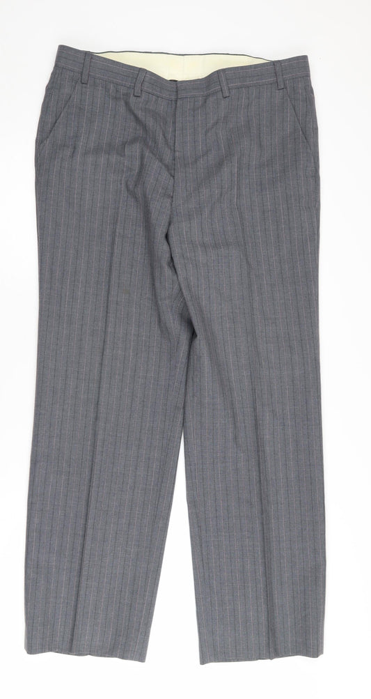 St Michael Grey Pinstripe Trousers, Size 36, Workwear Style