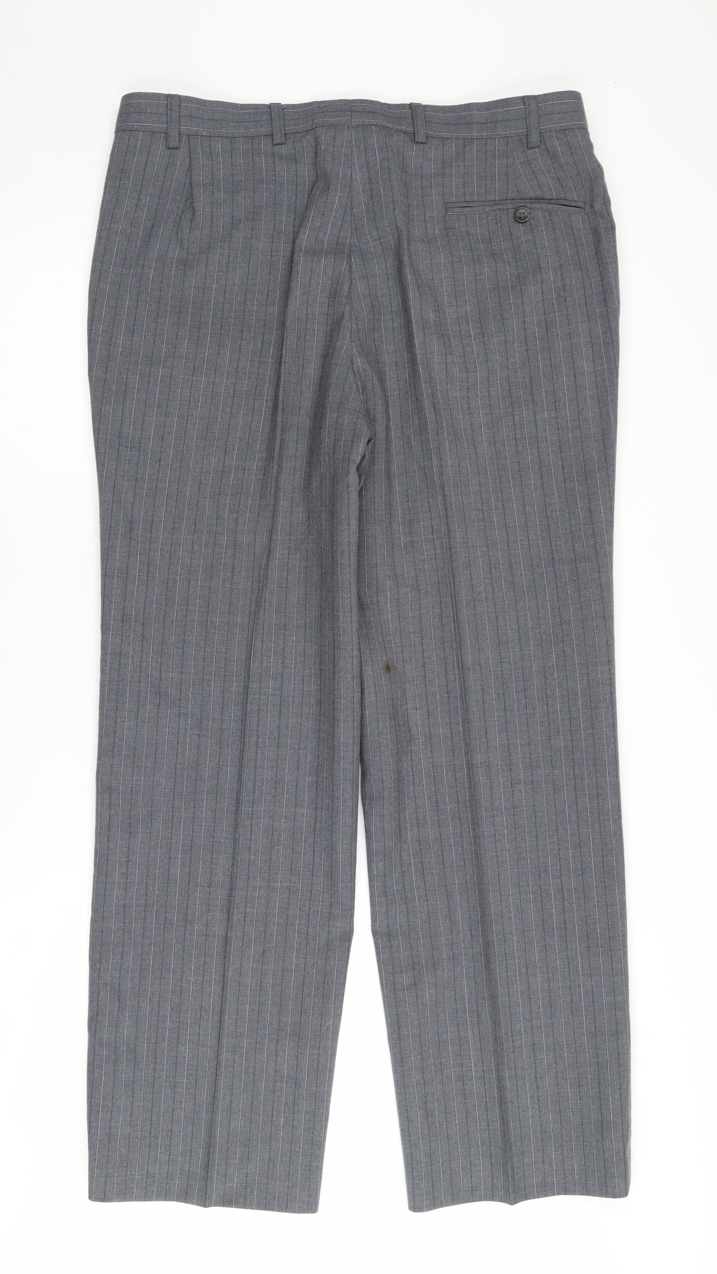 St Michael Grey Pinstripe Trousers, Size 36, Workwear Style