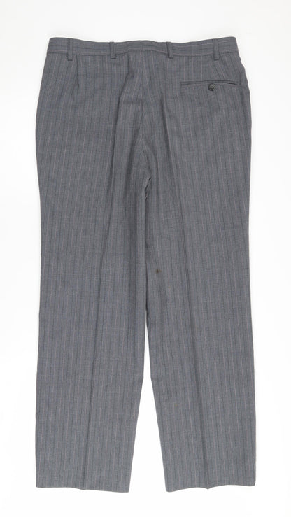 St Michael Grey Pinstripe Trousers, Size 36, Workwear Style