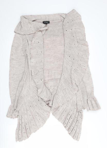 H. Trend Women's Beige Collared Cardigan, S, Acrylic-Wool-Mohair