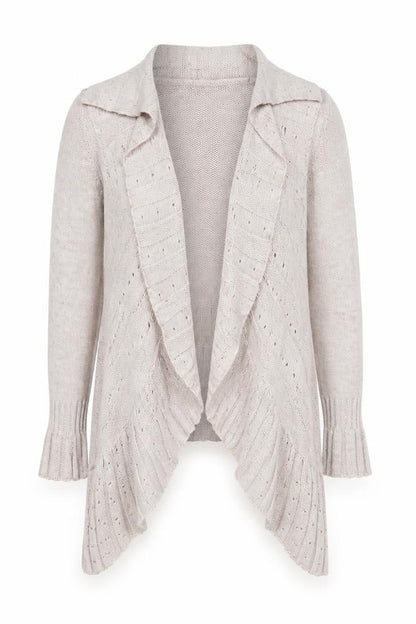 H. Trend Women's Beige Collared Cardigan, S, Acrylic-Wool-Mohair