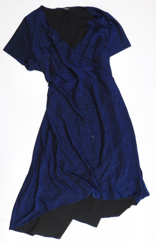 Simply Be Blue Plus Size Midi Wrap Dress for Women