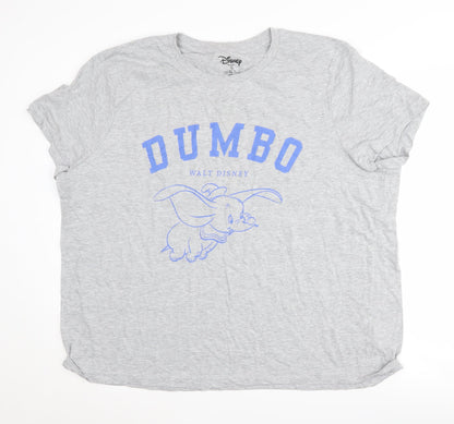 Disney Women's Grey Dumbo T-Shirt XL - Casual Short Sleeve