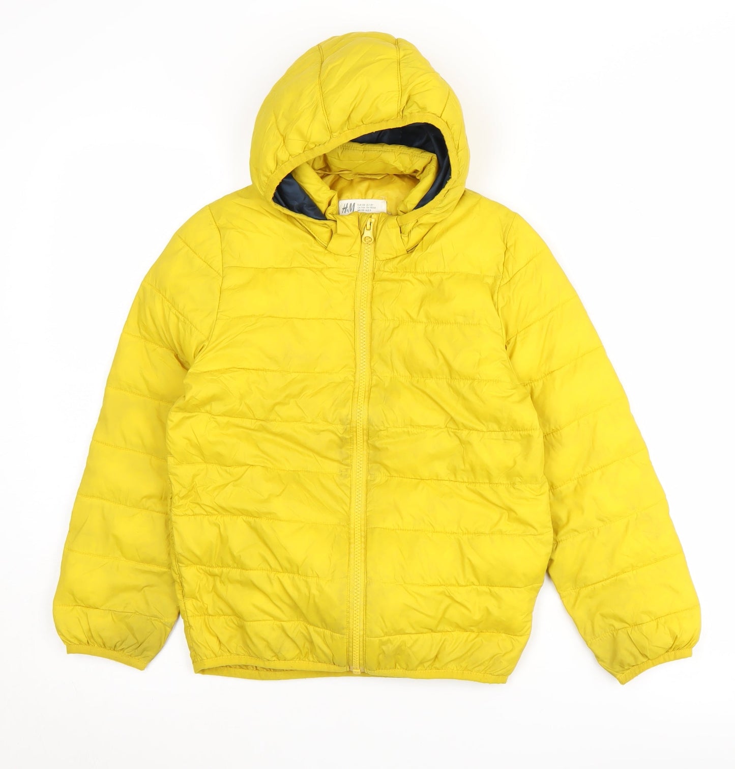 H&M Boys Yellow Puffer Jacket, 9-10 Years, Hooded, Casual