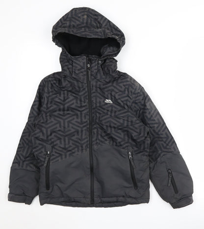 Trespass Boys Black Puffer Jacket 7-8 Years Waterproof