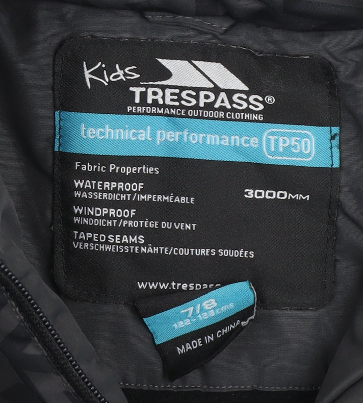 Trespass Boys Black Puffer Jacket 7-8 Years Waterproof