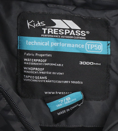 Trespass Boys Black Puffer Jacket 7-8 Years Waterproof