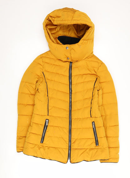 New Look Women's Yellow Puffer Jacket - Size 10