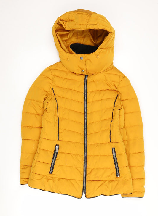 New Look Women's Yellow Puffer Jacket - Size 10