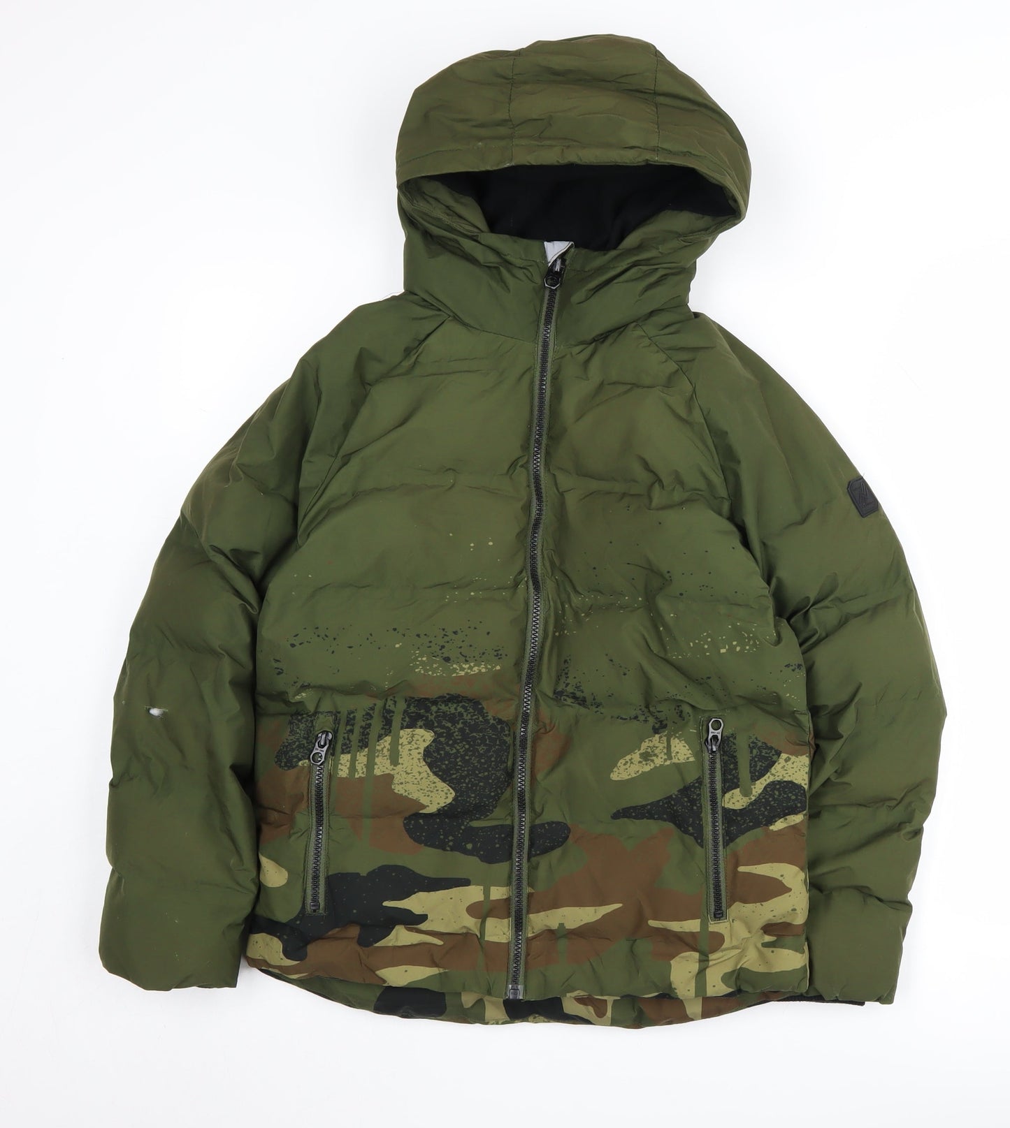 Next Boys Green Camouflage Puffer Jacket, Size 10 Years