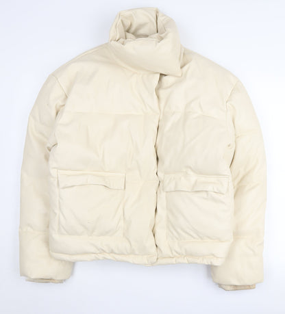 Missguided Ivory Puffer Jacket Women Size 8 Winter