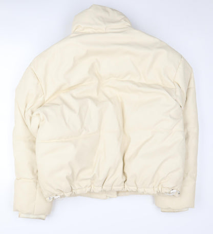 Missguided Ivory Puffer Jacket Women Size 8 Winter