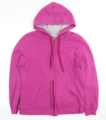 Champion Women's Pink Full Zip Hoodie Medium