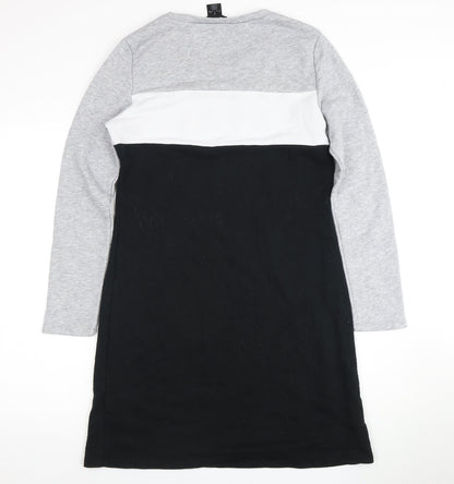 DKNY Women's Grey Colourblock T-Shirt Dress M