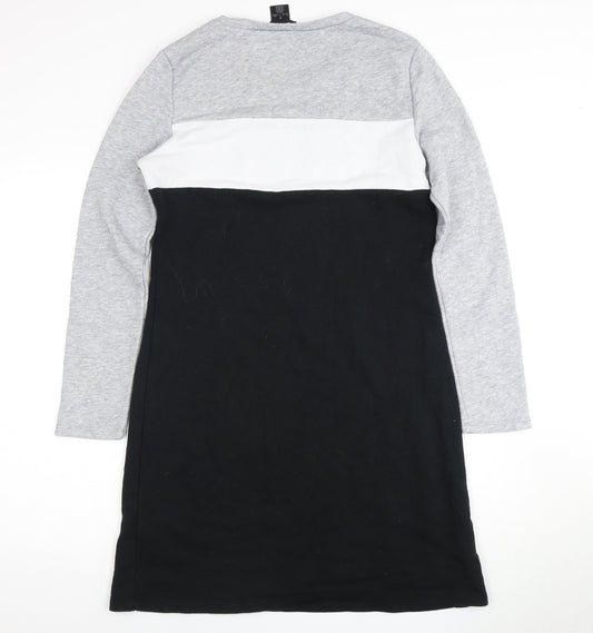 DKNY Women's Grey Colourblock T-Shirt Dress M