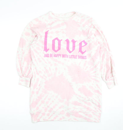 Zara Girls Pink Tie-Dye Graphic Sweatshirt 10-11 Years