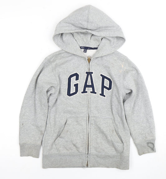 Gap Boys Grey Full Zip Hoodie 6-7 Years with Logo