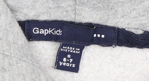 Gap Boys Grey Full Zip Hoodie 6-7 Years with Logo