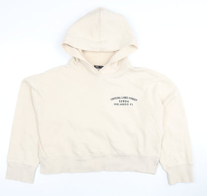 Zara Women's Ivory Pullover Hoodie M
