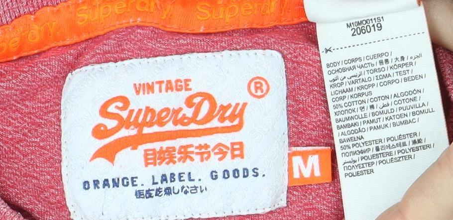 Superdry Men's Red Jersey T-Shirt M Logo Short Sleeve