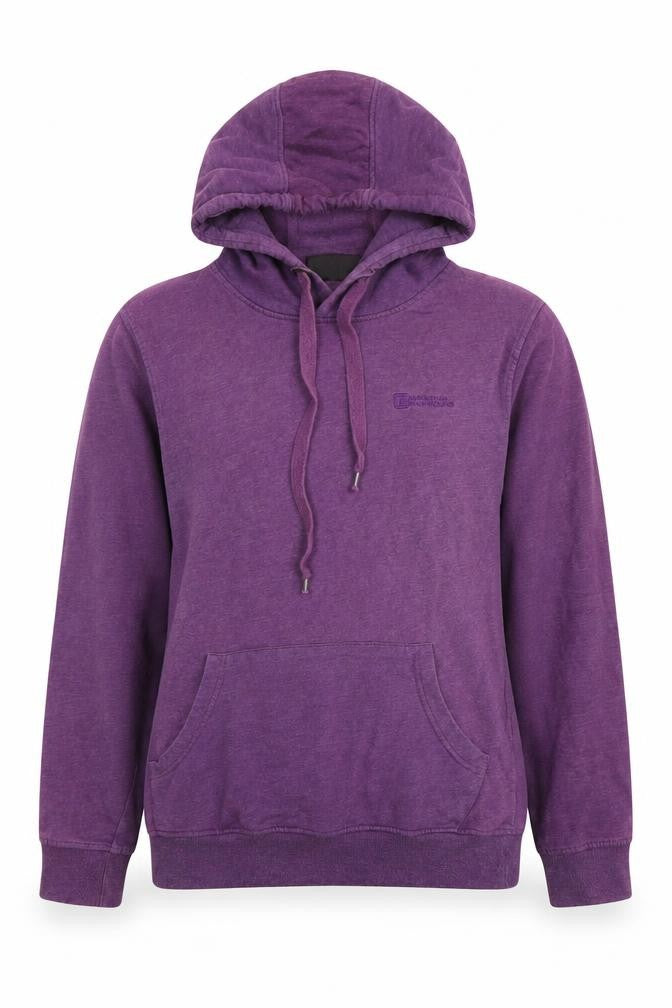 Front view of Mountain Warehouse unisex purple hoodie, size 12