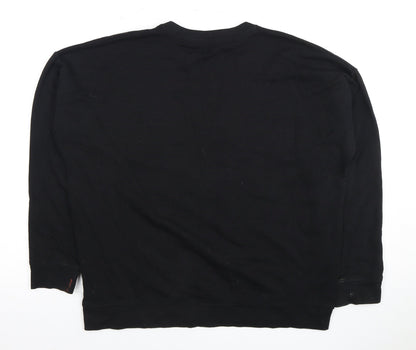 New Look Women's Black Floral Embroidered T-Shirt Size 10