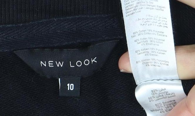 New Look Women's Black Floral Embroidered T-Shirt Size 10