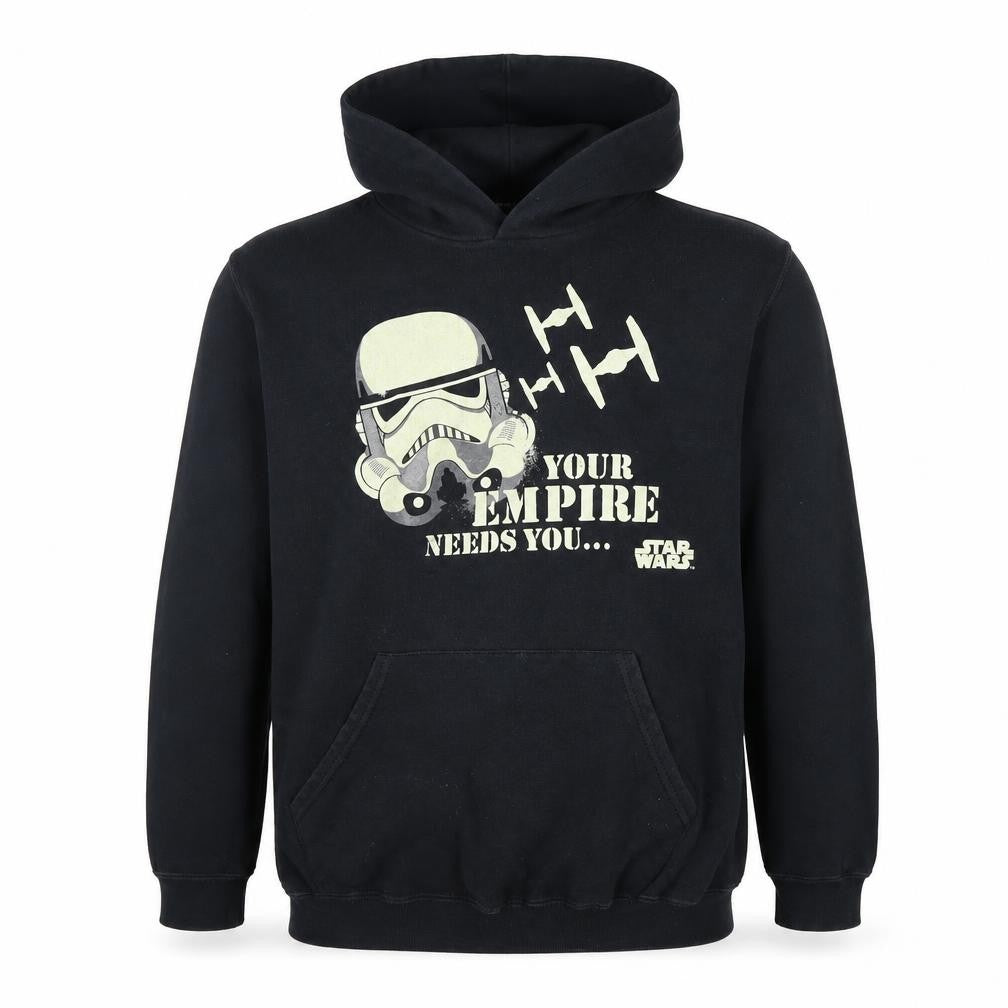 Front view of Star Wars boys’ black pullover hoodie 14-16 years