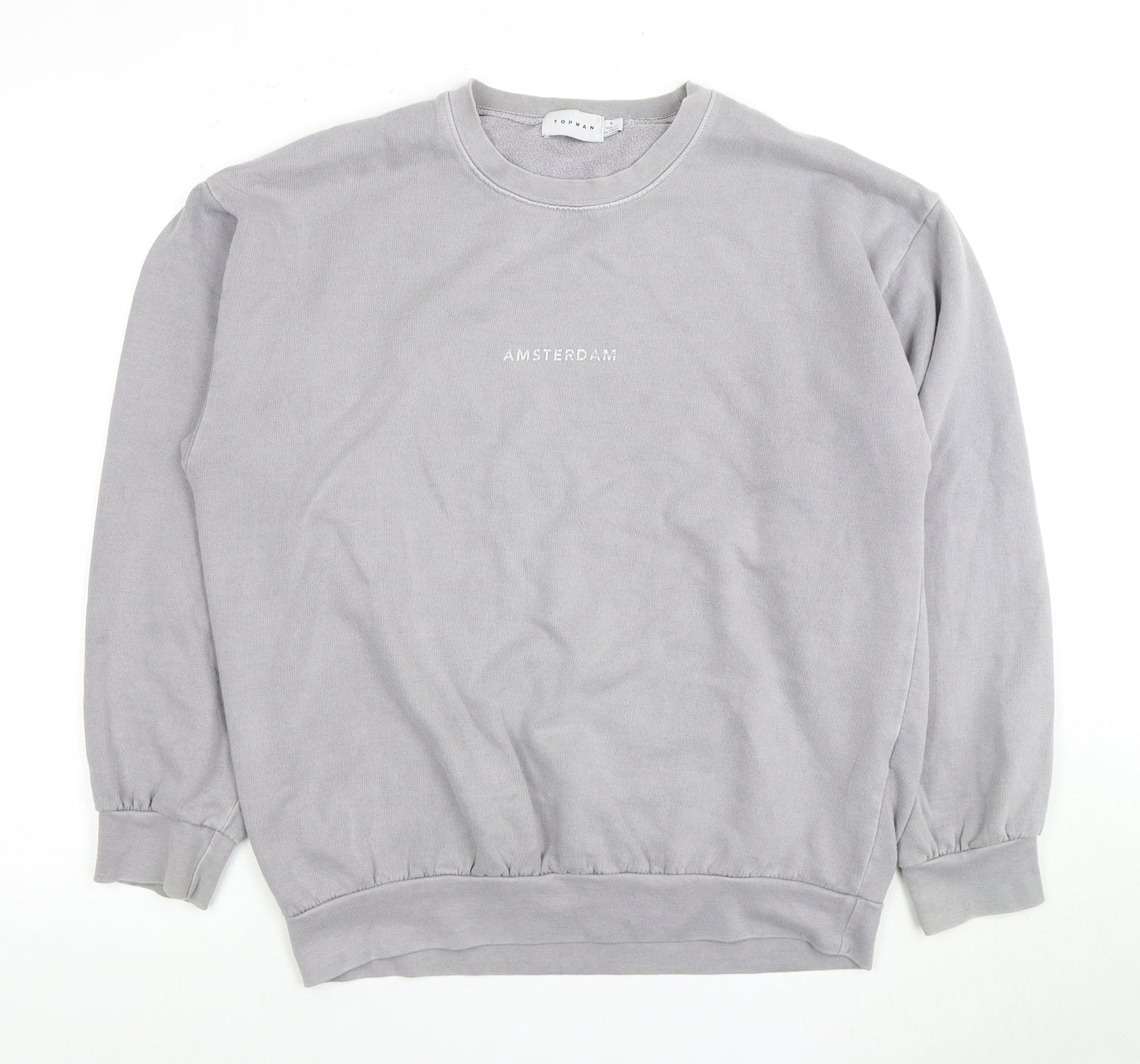 Topman Grey Men’s M Sweatshirt, Crew Neck, Logo