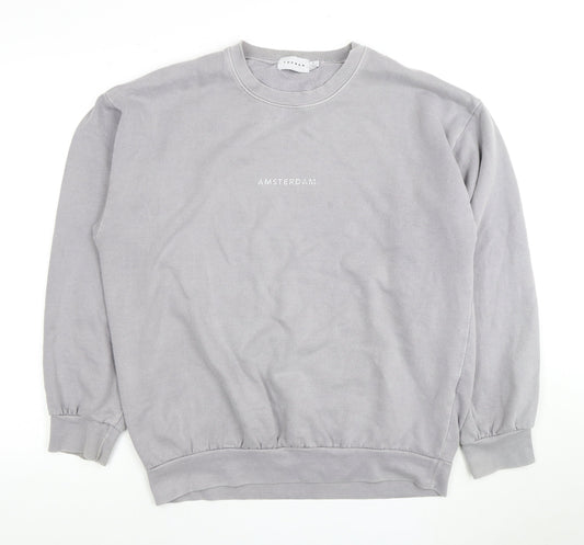 Topman Grey Men’s M Sweatshirt, Crew Neck, Logo
