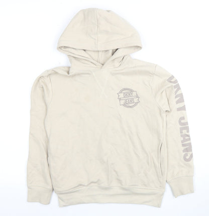 DKNY Kids Beige Hoodie with Logo, Size 8 Years