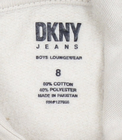 DKNY Kids Beige Hoodie with Logo, Size 8 Years