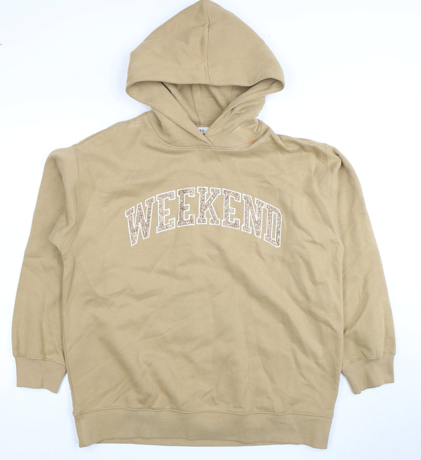 Womens UK Size M Marks and Spencer Beige Pullover Hoodie