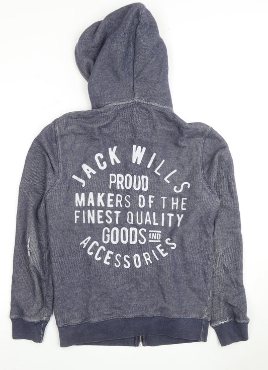 Mens UK Size XS Jack Wills Blue Full Zip Hoodie