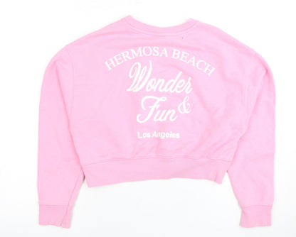 Zara Girls Pink Pullover Sweatshirt 11-12 Years Graphic Print