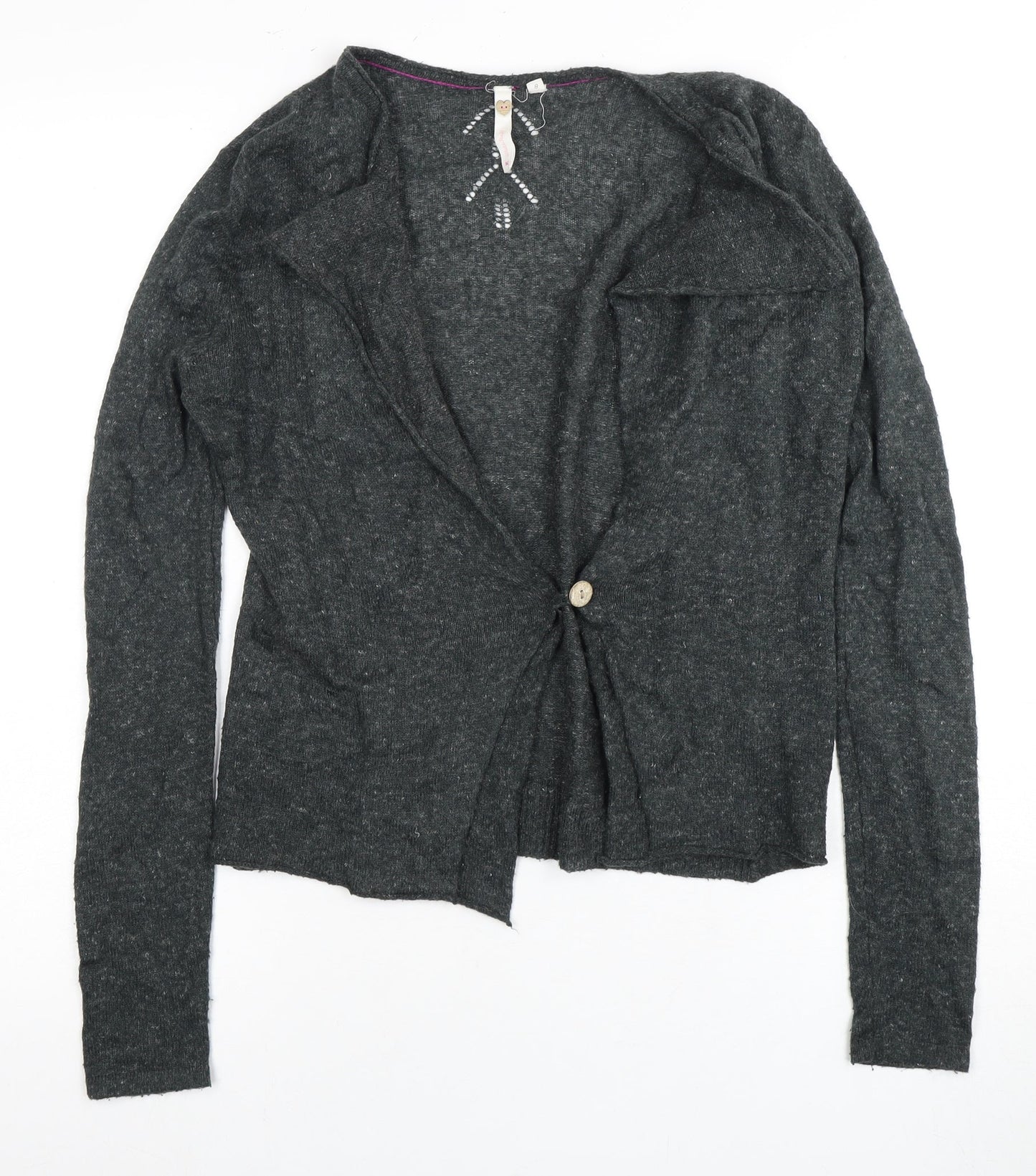 Womens UK Size 8 No Data Grey Cardigan Jumper