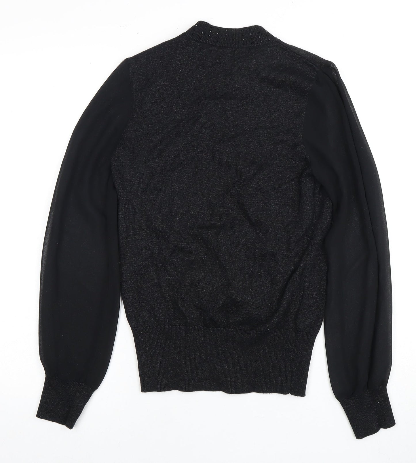 Oasis Women's Black High Neck Beaded Sweatshirt Size S