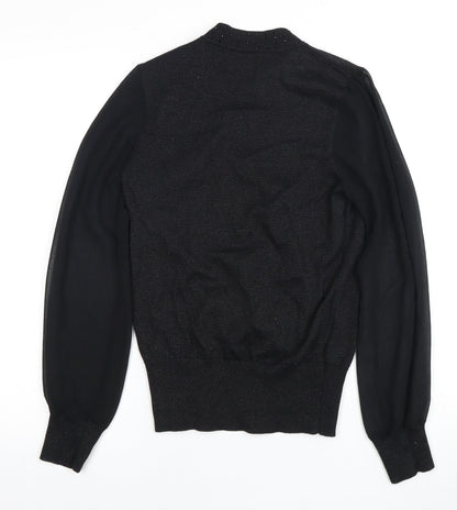 Oasis Women's Black High Neck Beaded Sweatshirt Size S